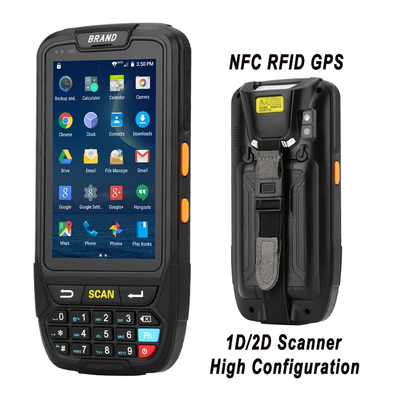 

Android 7.0 Handheld pos terminal with NFC UHF RFID reader memory 4 inch large screen Data Terminal 1D,2D Laser Barcode Scanner