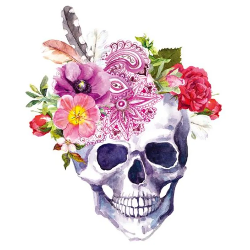 

ShinEquin PVC Patch deal with it Clothes Heat Transfer Printing Punk Flower Skull head Iron on patches for clothing 3d Sticker