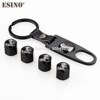 

4 x Car Styling Stainless Steel Zinc Alloy Wheel Tire Valve Stems Caps Universal With Mini Wrench Key Chain for Mustang Shelby