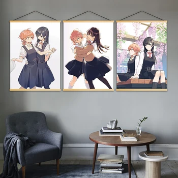 

Canvas Wall Art Print Modern Bloom Into You Solid Wood Hanging Scrolls Painting Anime Role Nordic Style Home Decoration Poster