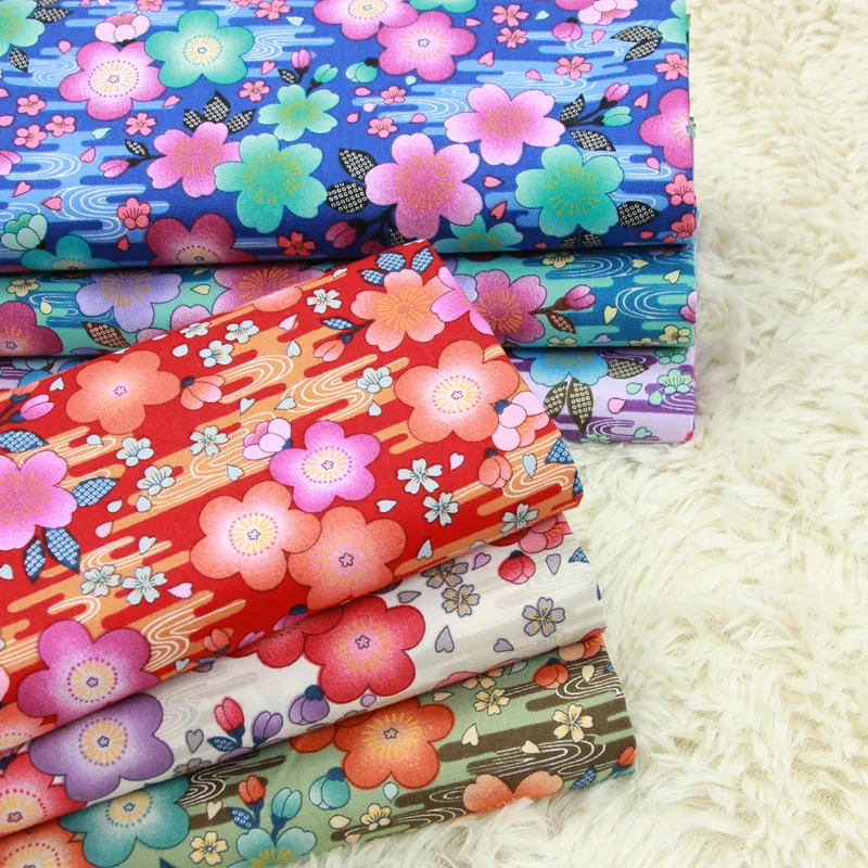 

half yard thin cotton fabric soft breeze elegant flower print handmade DIY garment dress children cloth 100% cotton B129