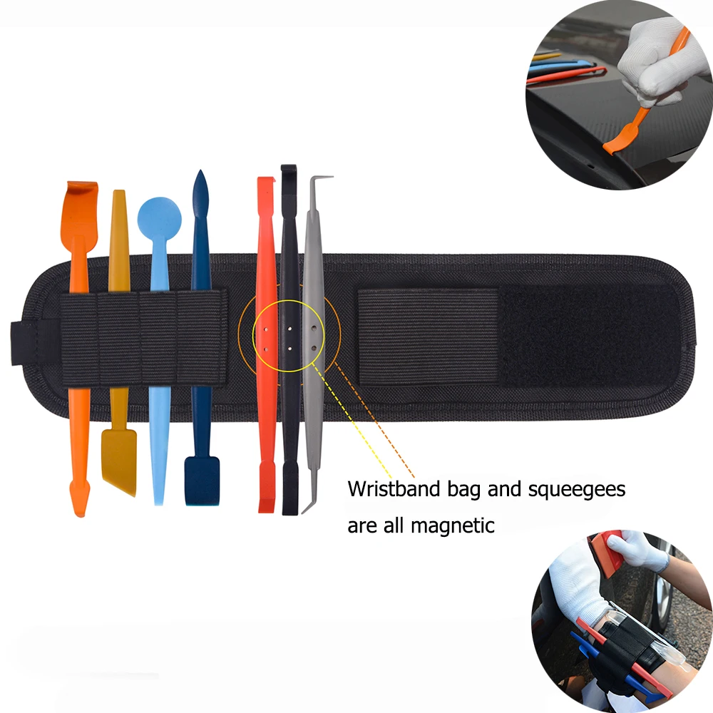 Gloves Vinyl Cutters Tint Magnet holders Wool squeegee 3 Kinds of Squeegee Felts FOSHIO Car Wrap Application Kit include 4 Inch Film Squeegees