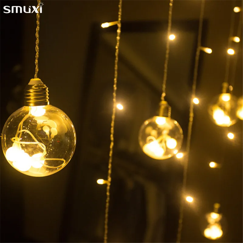 

Mrosaa 2.5M Led Night Lights Fairy Icicle Flash Garland Curtain Light Round Ball Festival Atmosphere Lamps Party Wedding Decor