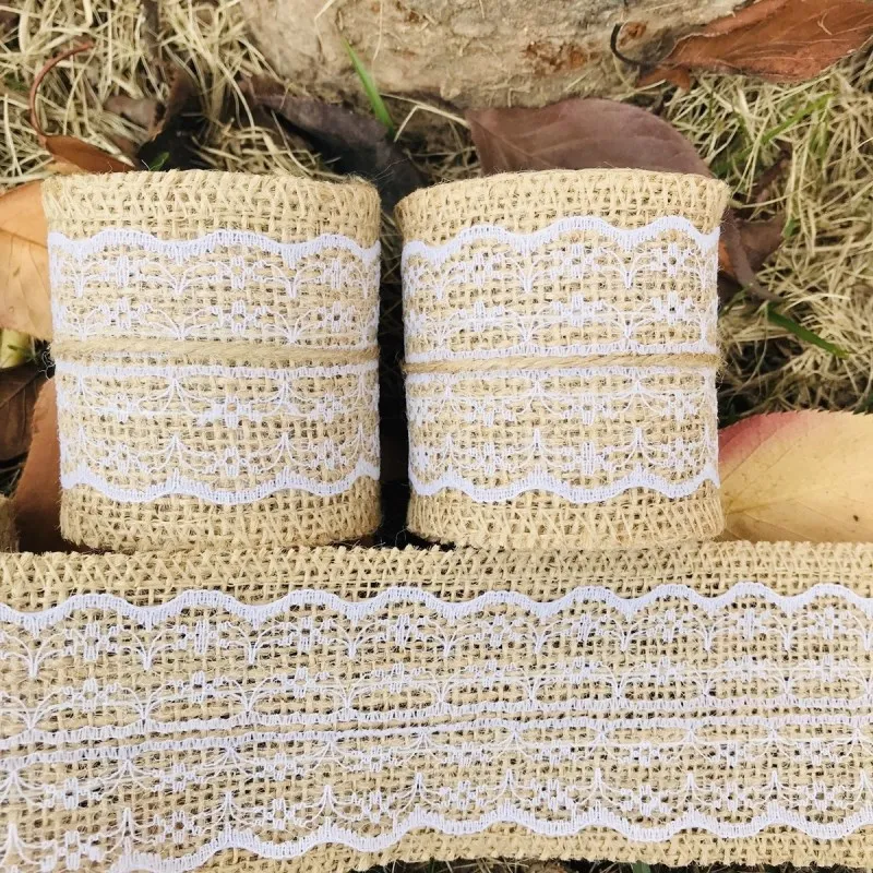 

1pcs 2M Natural Jute Burlap Rolls Hessian Lace Ribbon Roll Lace Trim Rope Rustic Wedding Vintage Wedding Party Decor