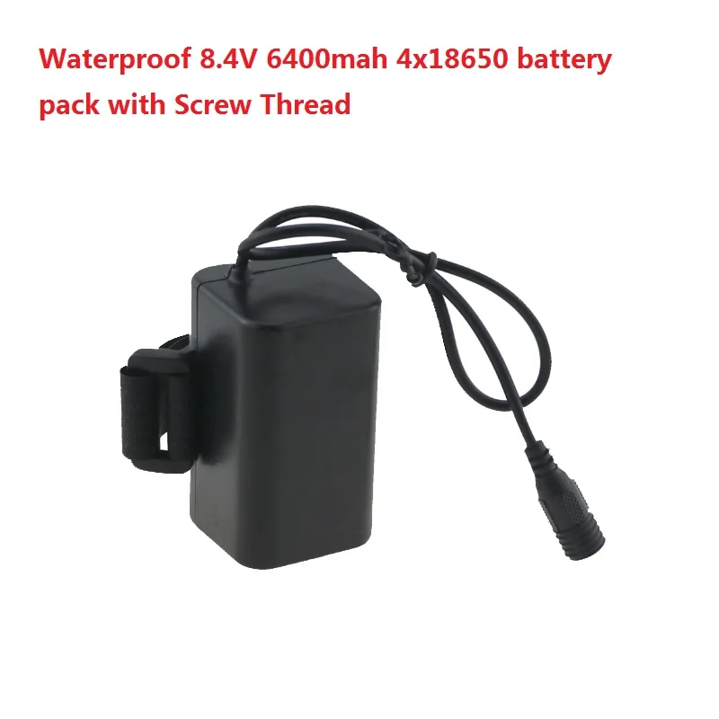 Waterproof 8.4V 4x 18650 6400mah Rechargeable li-ion battery pack with screw thread for led bike lights solarstorm x2 x3 ect | Электроника