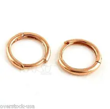 Pure 18K Rose Gold Hoop Earrings For Women / Small 9mm Hoop Earrings