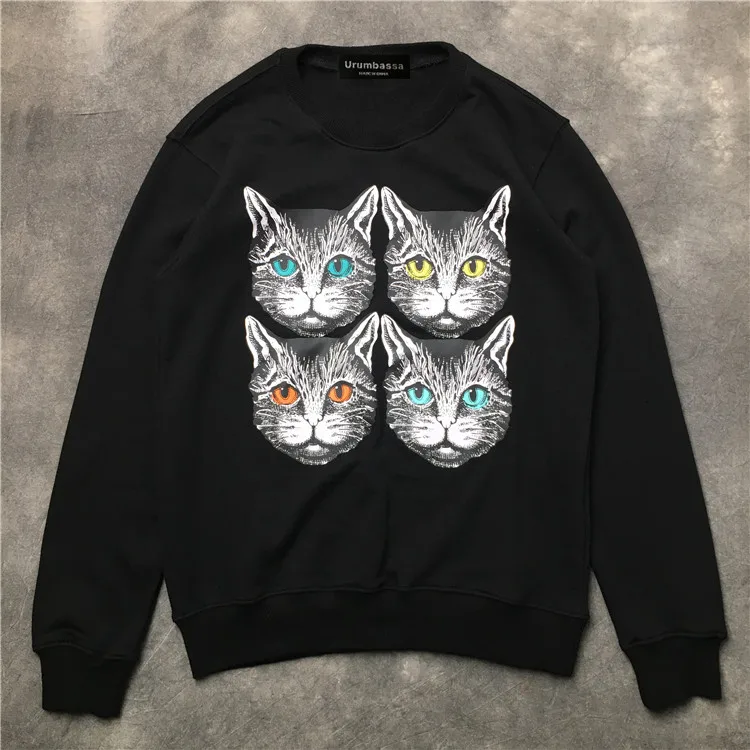 

Fashion women/men casual loose pullovers hoody Tops New 2018 autumn cute cat print sweatshirt Tops D188