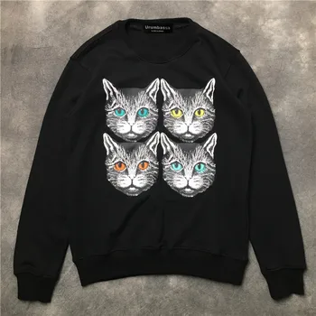 

Fashion women/men casual loose pullovers hoody Tops New 2018 autumn cute cat print sweatshirt Tops D188