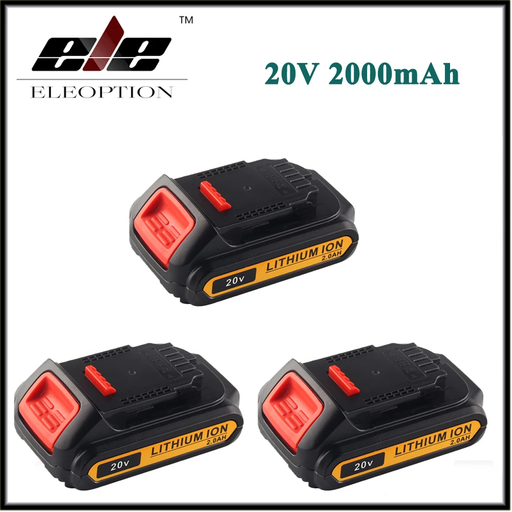 

3x Eleoption 20V 2000mAh Li-ion Rechargeable Power Tool Battery For DCB203 DCB181 DCB180 DCD740 DCD740B DCD780