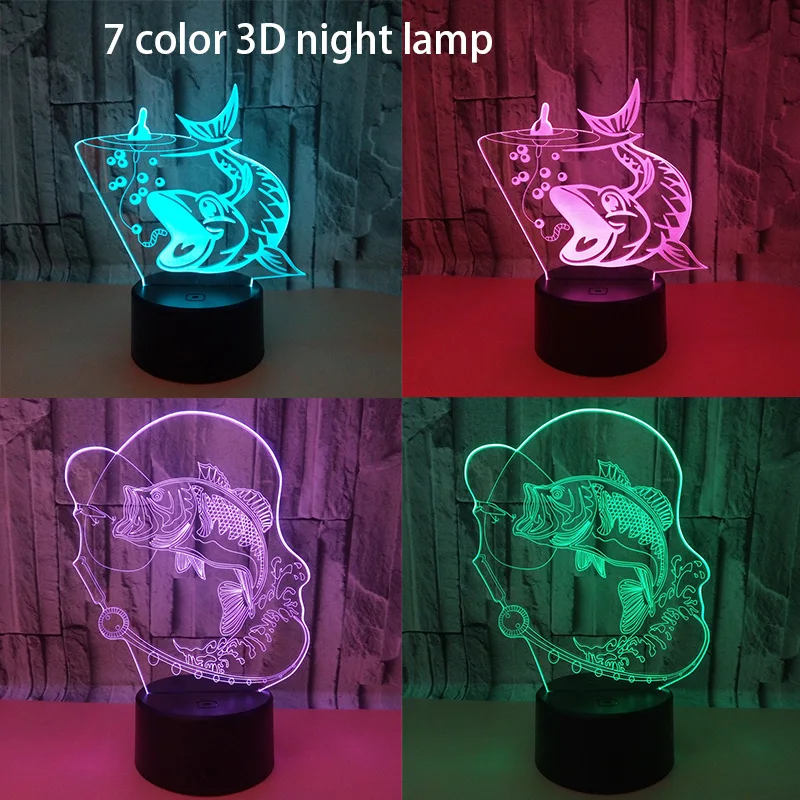 

Creative Fishing 3D Lamp USB Led Night Light Remote Switch 7 Color Change Indoor Lamp Hook Carp Fish Desk Lamp For Toy Gift