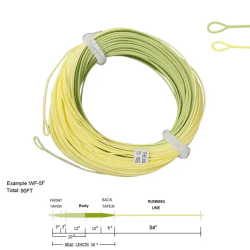 Aventik Weight Forward Floating Trout Fly Fishing Line /&Welded Loop Yellow 95FT