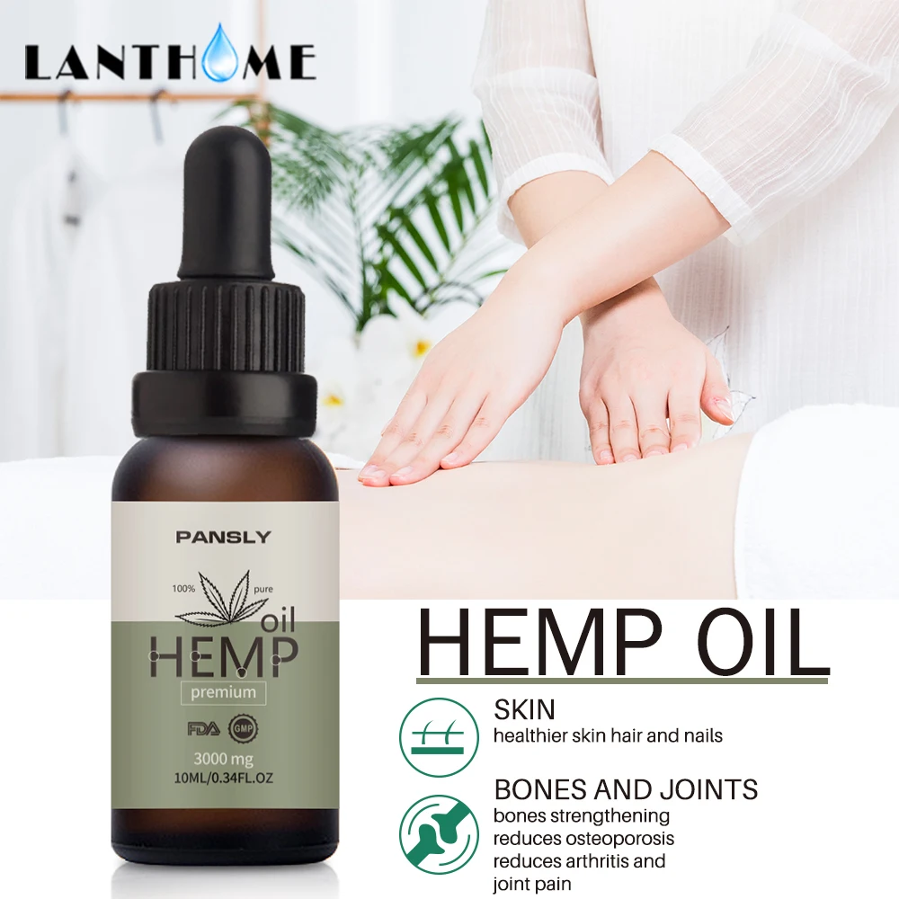 3pcs Organic Hemp Oil for Pain Stress Antidepressant Body Massage Oil 3000mg Herbal Drops Pure Essential Oils for Aromatherapy