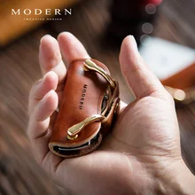 Holder Wallet Keychain Key-Organizer Pocket EDC Smart-Key Genuine-Leather Modern-Brand