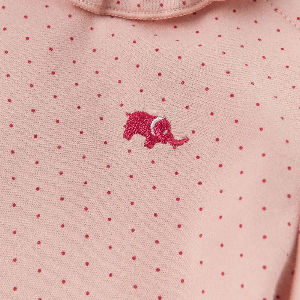 DB4240 dave bella/Осенняя розовая футболка с высоким воротником для девочек; Одежда для младенцев; футболка с вышитым слоном для девочек; Детские футболки; топы для девочек