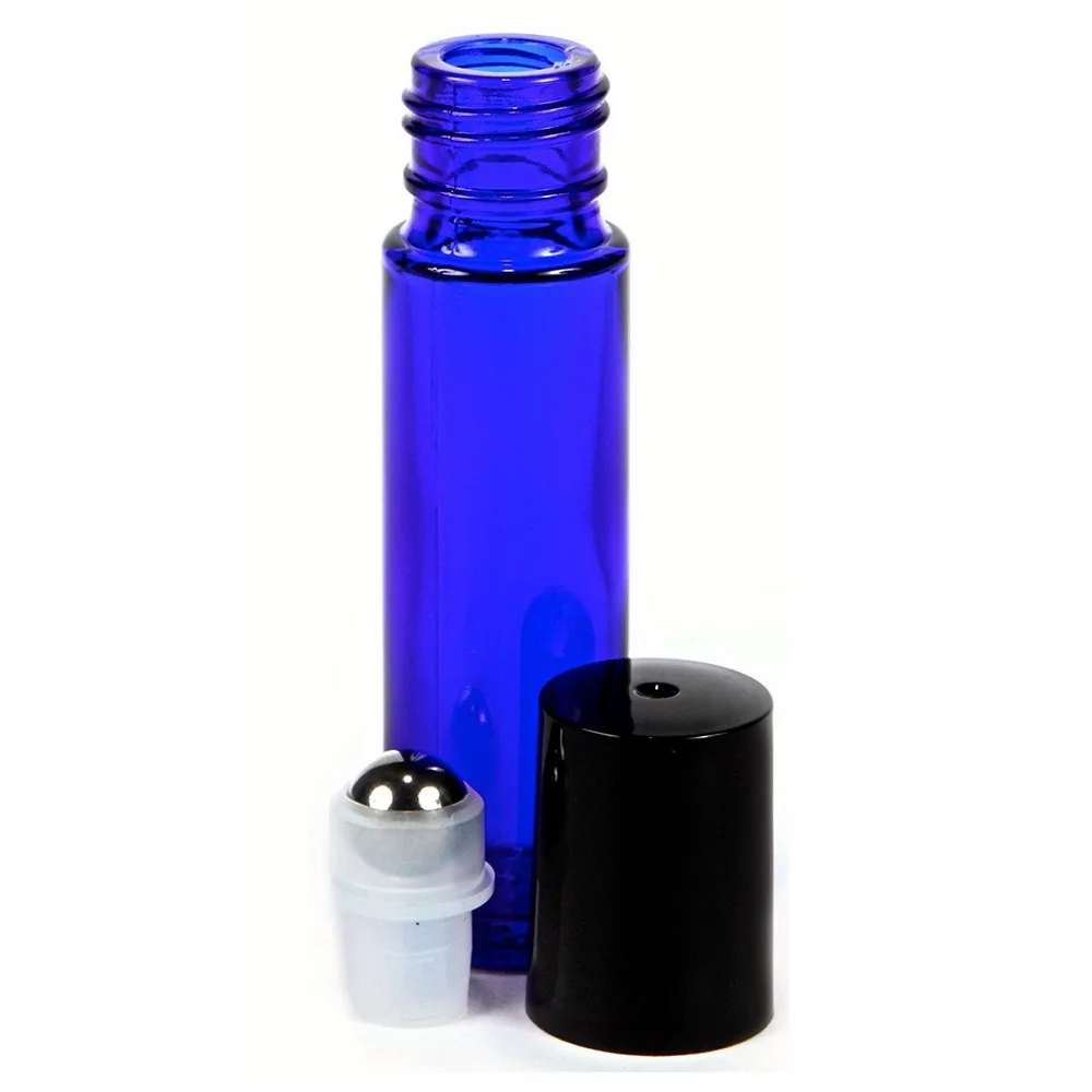 24 шт 10 мл пустой кобальтовое синее стекло рулон на бутылках 10 мл для эфирных масел с металлическим нержавеющий шар хороший пакет