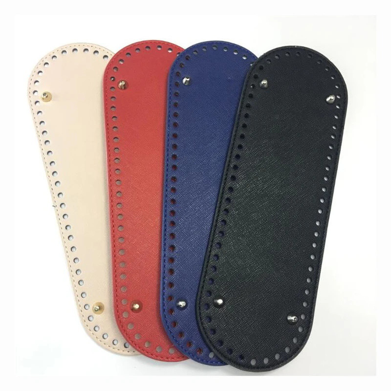 

Bag Bottom Oval Leather Bottoms with Holes Bag Accessories DIY Part PU Glossy for Handbag Crossbody Messenger Bag 11.81x3.94inch