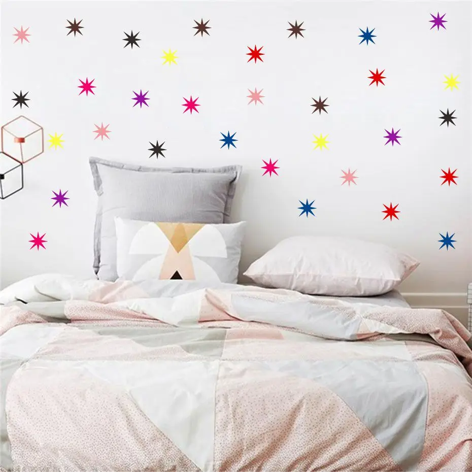 

Stars Color Wall Sticker For Kid Bedroom Art Decal Baby Nursery Room Vinyl Self Adhesive Removable Wallpaper Home Goods Decor