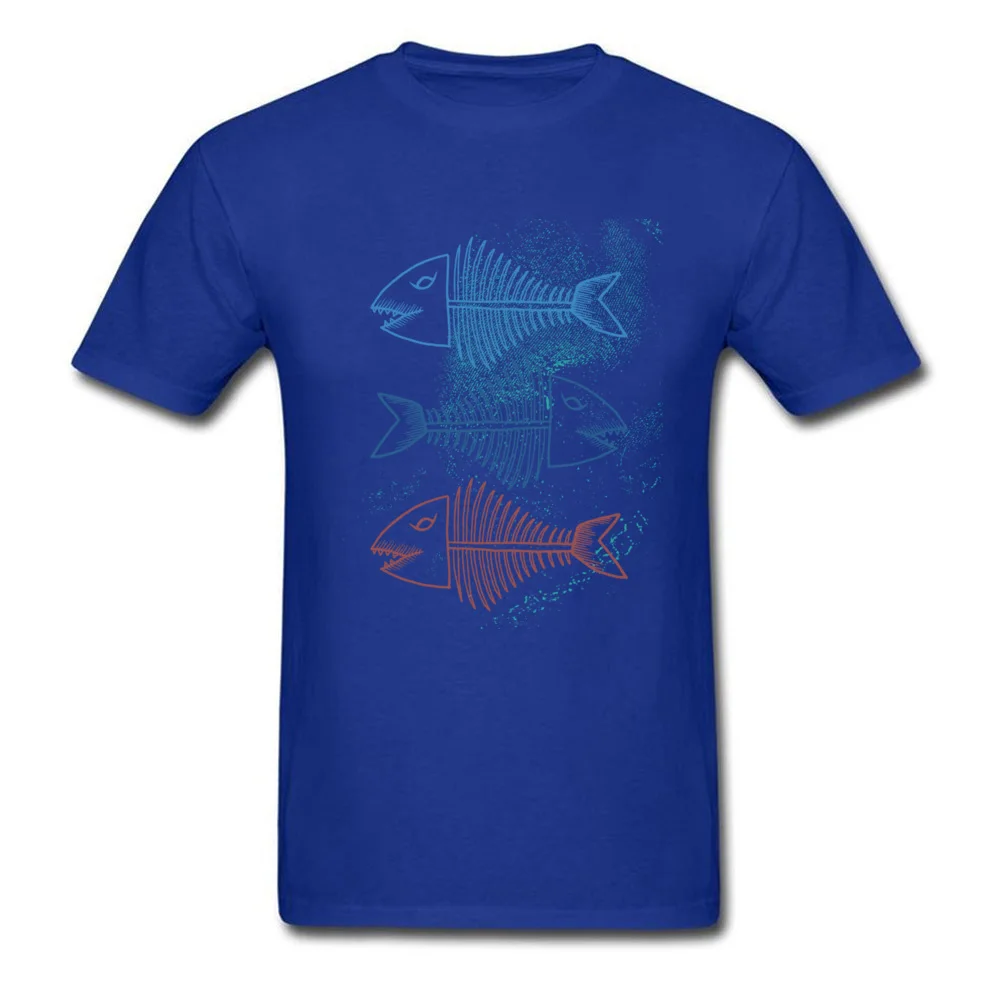 O Neck Fish Bones All Cotton Male Tshirts Casual Short Sleeve Tops T Shirt 2018 New Normal T-shirts Free Shipping Fish Bones blue