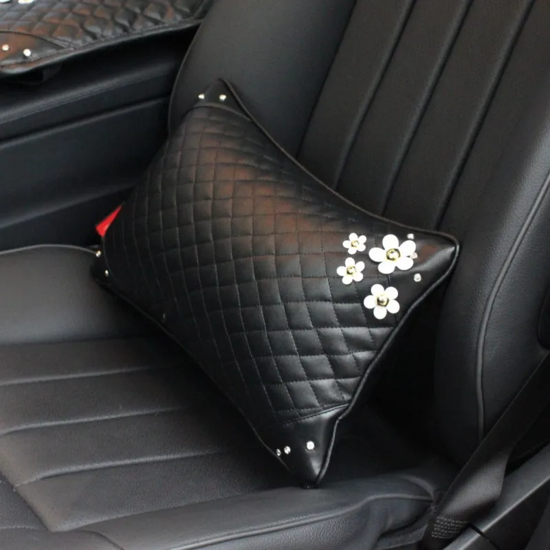 Classic-Leather-Crystal-Car-Neck-Pillow-Headrest-Auto-Seat-Interior-Accessories-Support-Waist-Cushion-7