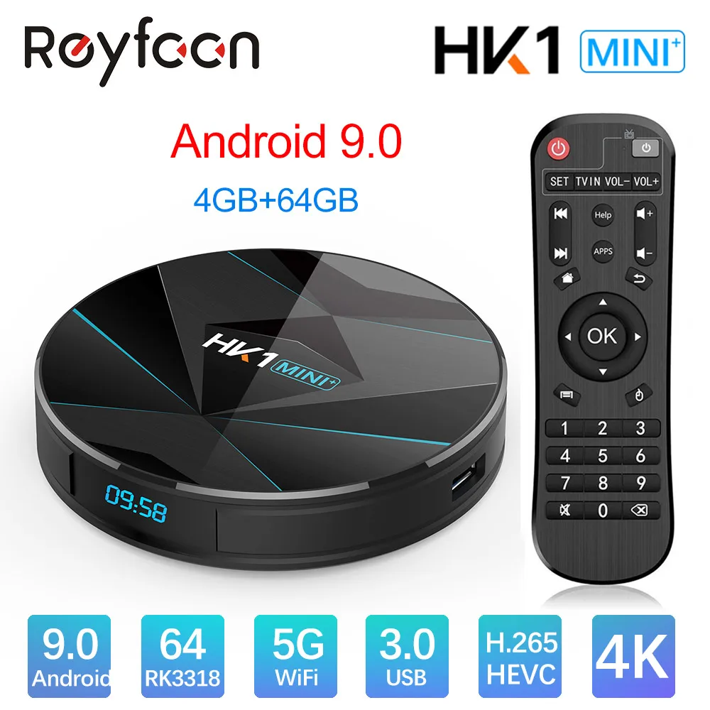 Смарт ТВ приставка на Android 9 0 4 ГБ 64 Rockchip RK3318 USB3.0 1080P H.265 4K 60fps Google Player Store Netflix Youtube HK1