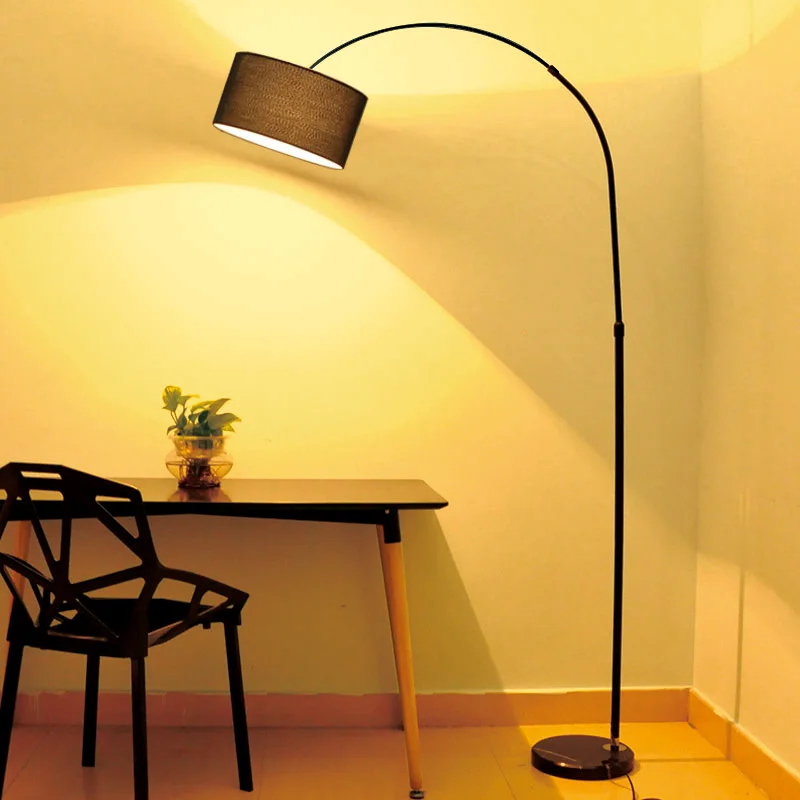 

Nordic LED Floor Lamp Bedroom Sitting Room Study Fishing Adjustable White Black shade Creative Modern Upright Lamp Standing Lamp