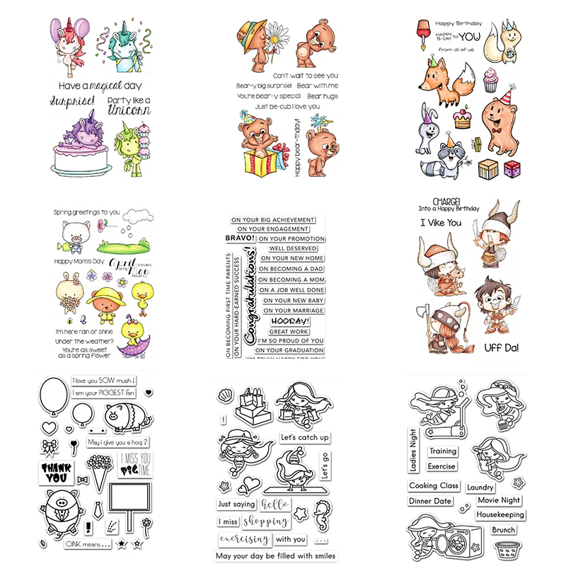 

Cute Animal Bear Banner Transparent Clear Silicone Stamp/Seals for DIY Scrapbooking/Photo Album Craft Decorative Clear Stamp