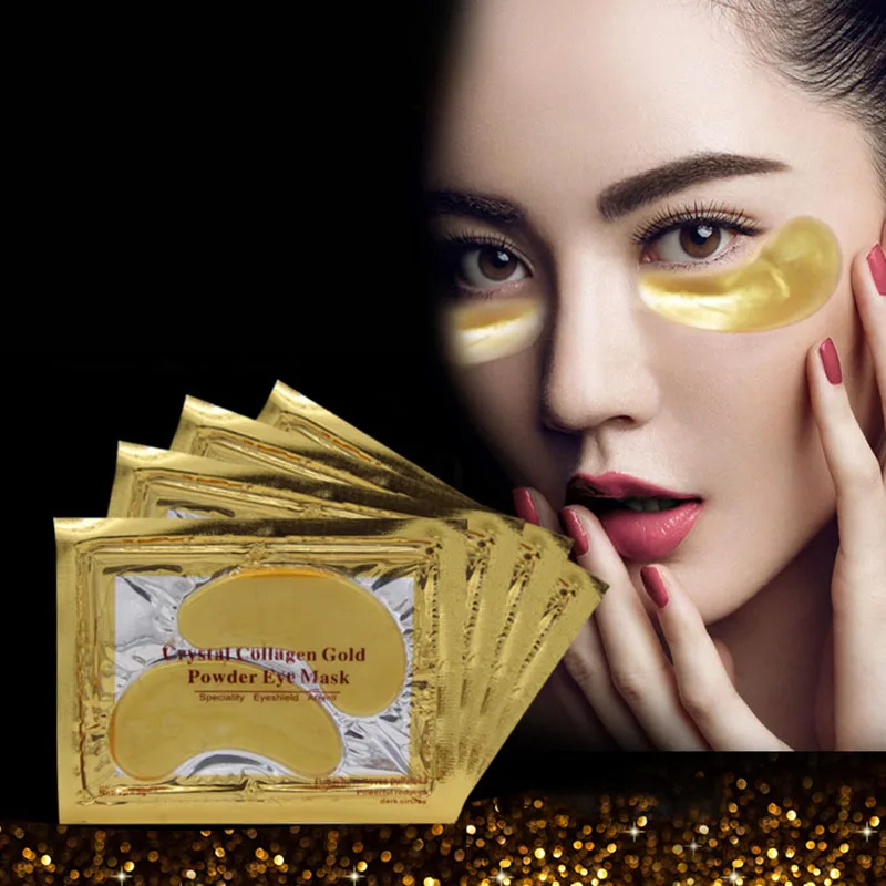 5 Pairs Natural crystal collagen gold powder eye mask,Anti Aging Face