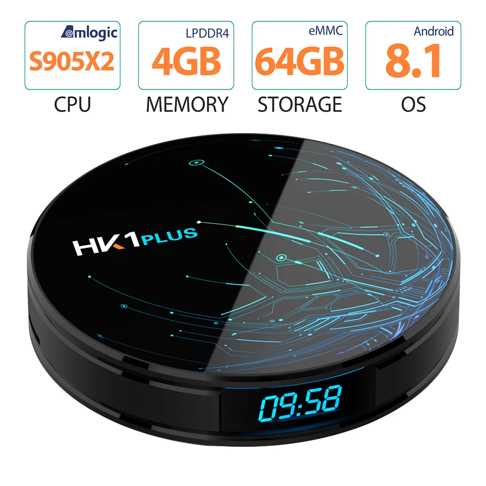 

HK1 Plus Android 8.1 Tv Box Amlogic S905X2 4GB 32GB 64GB Smart Tv 2.4G/5G Wifi H.265 4K 1000M Set Top Box PK H96 X96 MAX