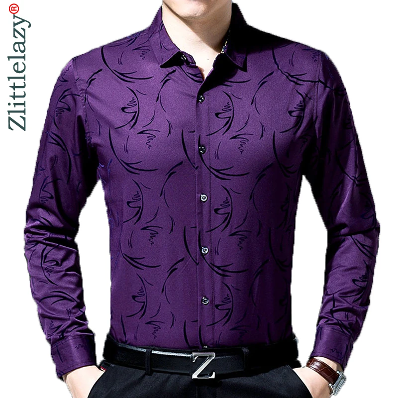 2017 мужские модные фирменные повседневные Бизнес Slim Fit Мужчины рубашка Camisa Длинные рукава Цветочный социальные рубашки платье Джерси 8637