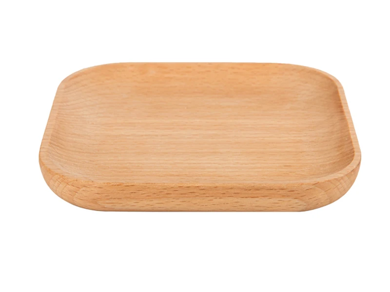 5 Square Cake Tray Natural Wooden Dishes Mini Beech Wood Plate for Sushi Snack Fruit Mug Coaster (8)
