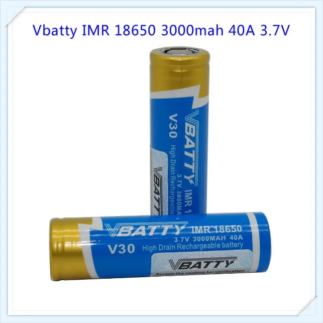 Высокомощный аккумулятор Vbatty IMR V30 18650 3000 мАч 40A 3 7 В с высоким усилителем плоский