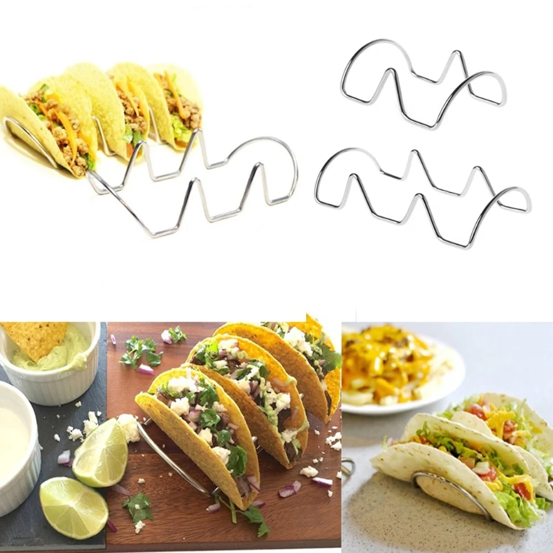 Kitchen Wave Shape Stainless Steel Taco Holder Display Holders Food