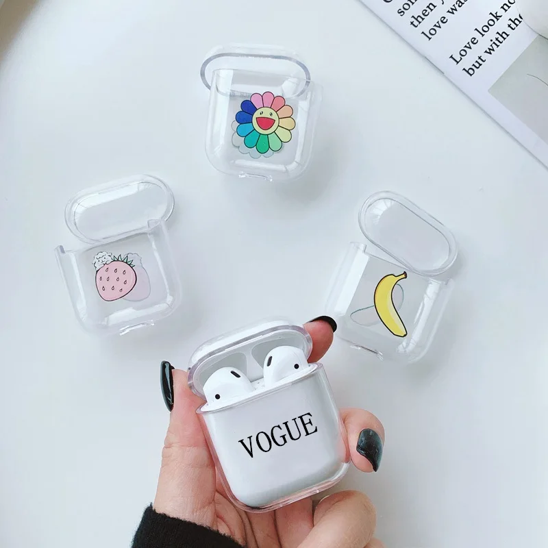 For Airpods case Cute Cartoon Pattern Transparent hard PC Cases For Apple AirPods Cover Bluetooth Wireless Earphone Cases