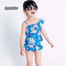 Новое поступление, милый детский купальный костюм, качественный купальник для девочек-подростков, 2 предмета, банный костюм с цветами, детская одежда для пляжа
