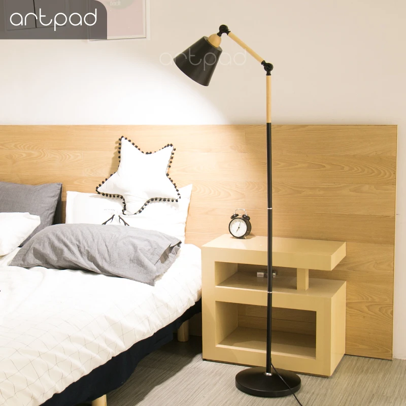 

Artpad Chinese Floor Lamp Nordic Modern Eye-care Led With Remote Control Black/white Floor Lamp Loft Study Standing Reading Lamp