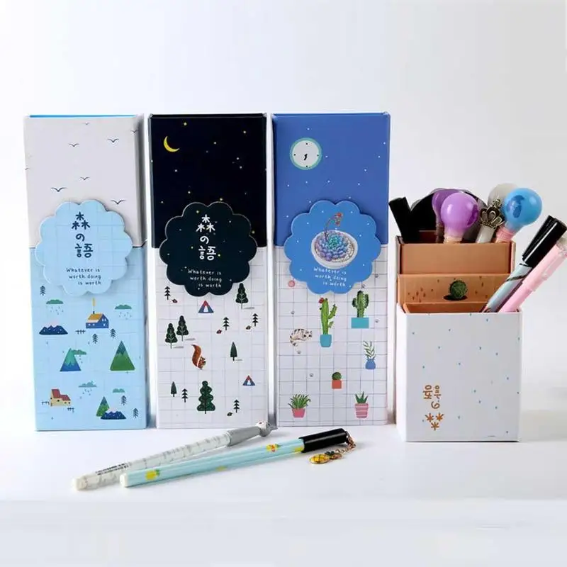Складной Pencilcase студентов пенал пластик коробка для хранения детей подарок Kawaii