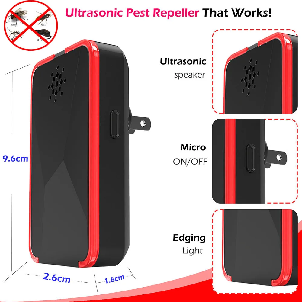 

Ultrasonic Electronic Anti Mosquito Insect Mouse Pest Reject Repellentsr Bug Insect Cockroach Repeller Plug Indoor Reject
