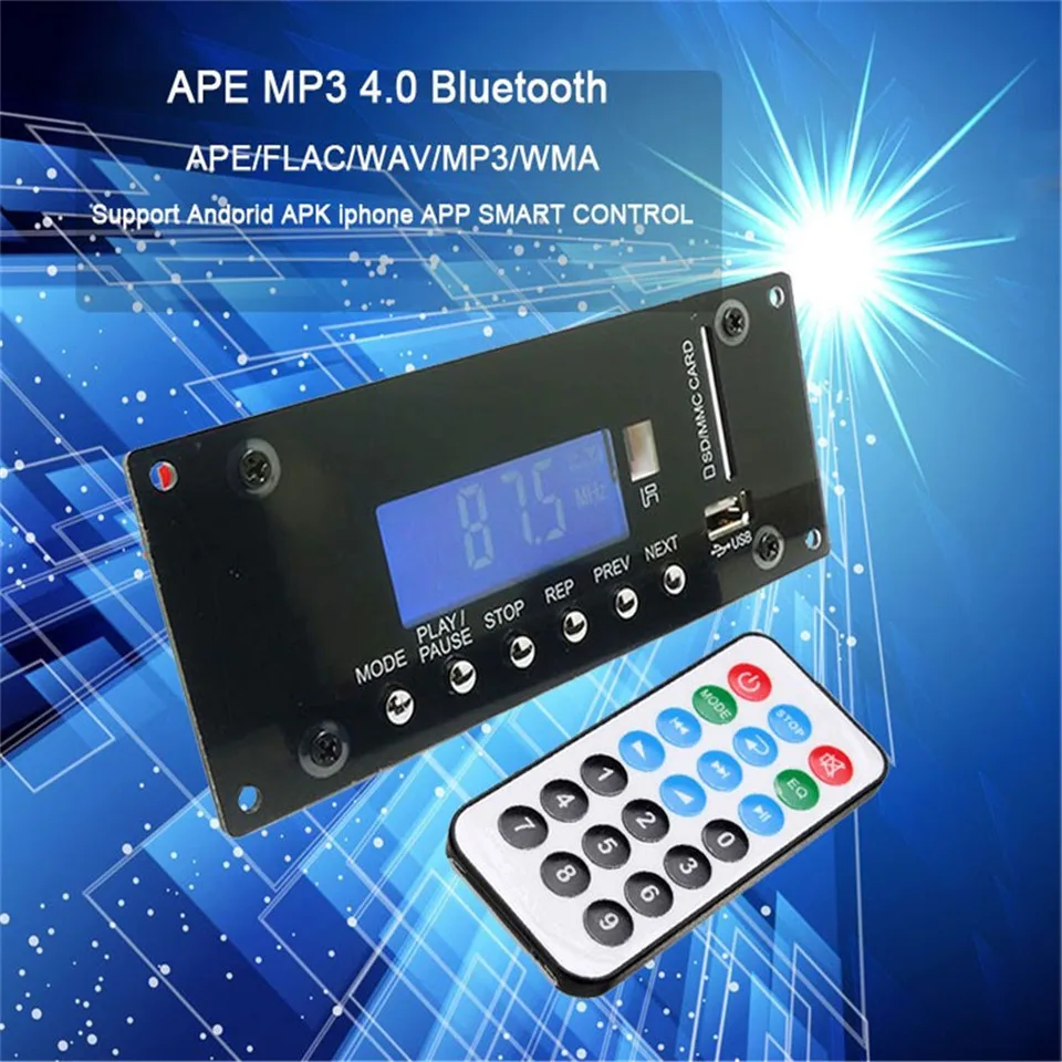 YKSO Bluetooth 4.0 MP3 Decoding Board DAC Audio Module MP3 Players Accessories 12V Audio Module for Car MP3 Decoding     (30)