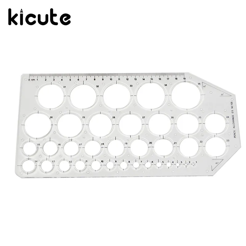 

Kicute Newest Plastic Drawing Drafting Circle Template Ruler Mathematics Metric Ruler Design Tool for Office School Supplies