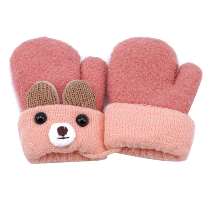 Горячая Распродажа, Детские Зимние теплые рукавицы с мультяшным медведем для мальчиков и девочек 1-4 лет