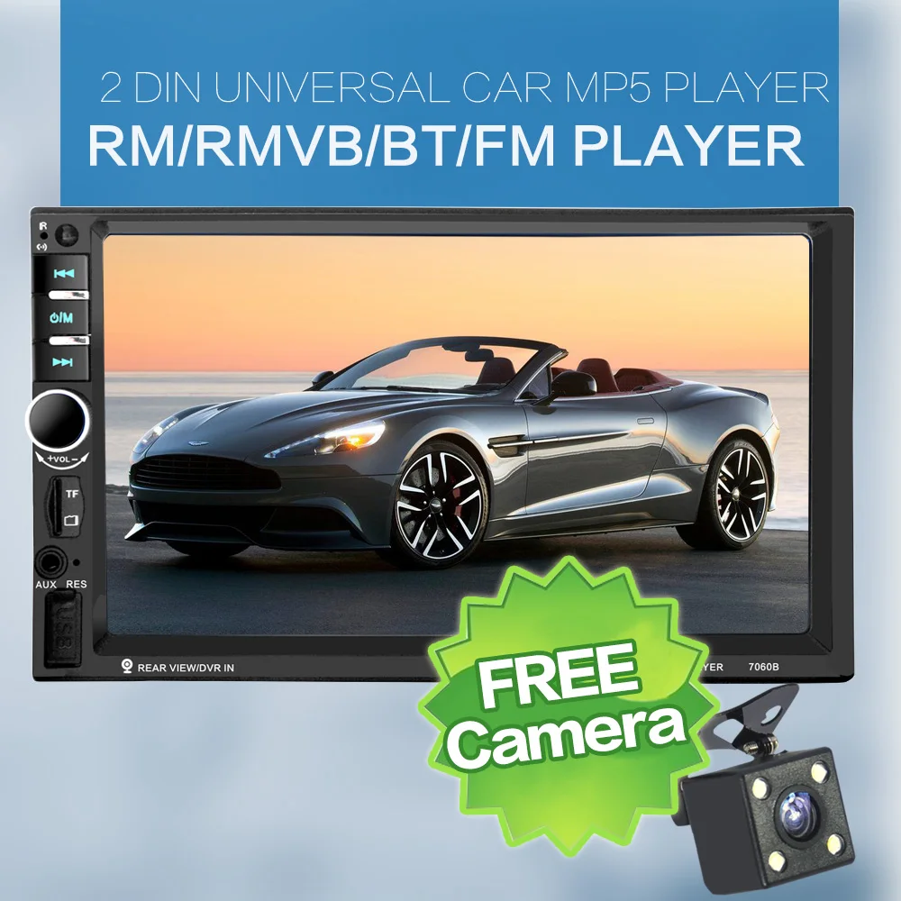 Автомагнитола 7060B 2 DIN с 7-дюймовым сенсорным экраном Bluetooth поддержкой SD/MMC |