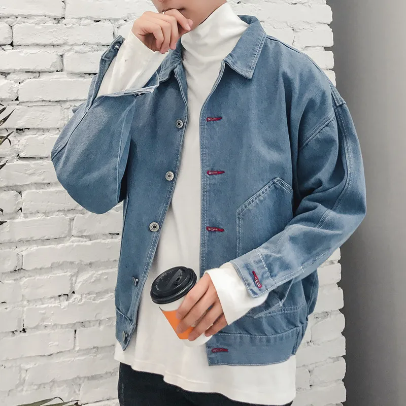 

Fashion Casual Men's Jacket Spring Autumn New M-5XL Embroidery Loose Top Jacket Dark Blue Light Blue Personality Youth Youth