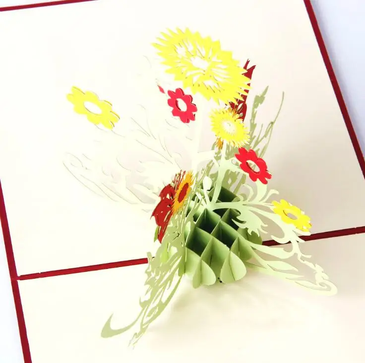  greeting cards invitation paper pop up 3D sunflower for Birthday Wedding Party Decoration gift craf - 32774401253