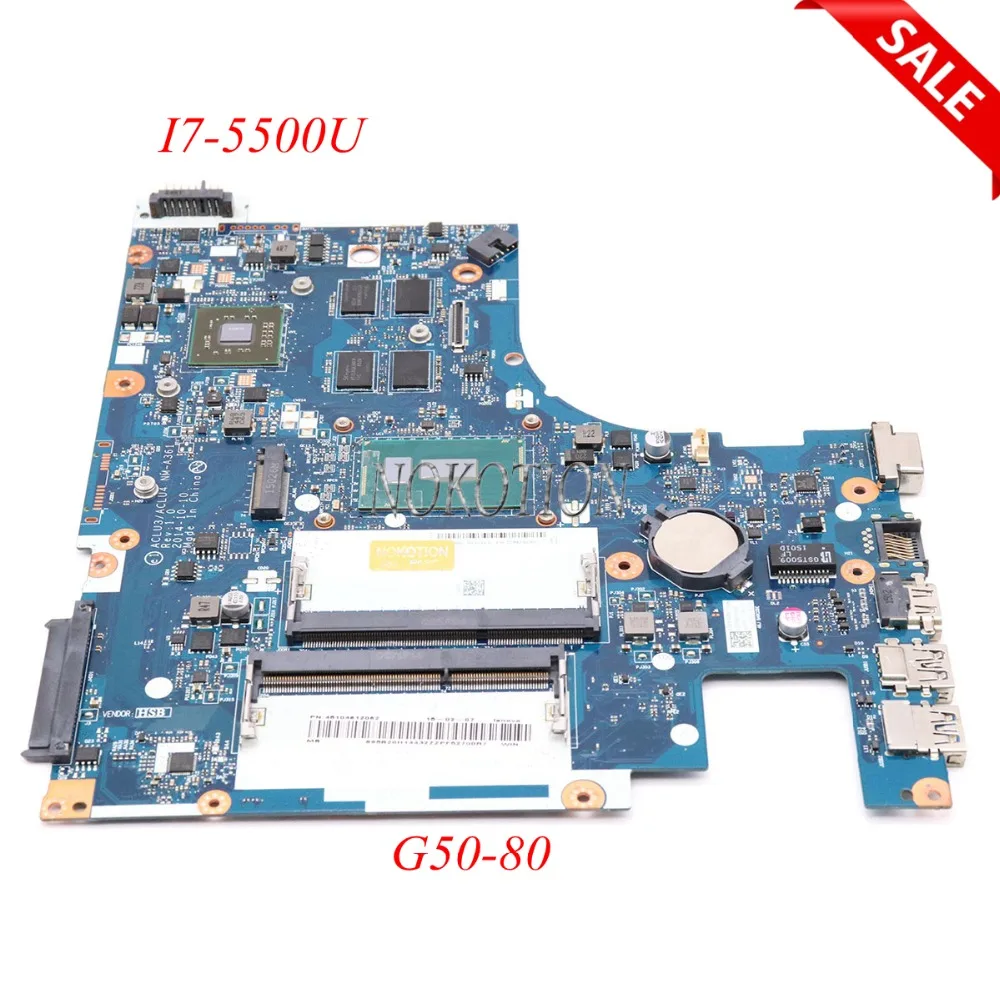 

NOKOTION ACLU3 ACLU4 NM-A361 For lenovo Ideapad G50-80 laptop motherboard R5 M330 DDR3L SR23W I7-5500U Main board full work