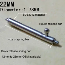 50 шт./лот, 22 мм, пружинный переключатель, инструменты и комплекты для ремонта часов, пружинный бар, запчасти для часов, 304 нержавеющая сталь, штырь для часов