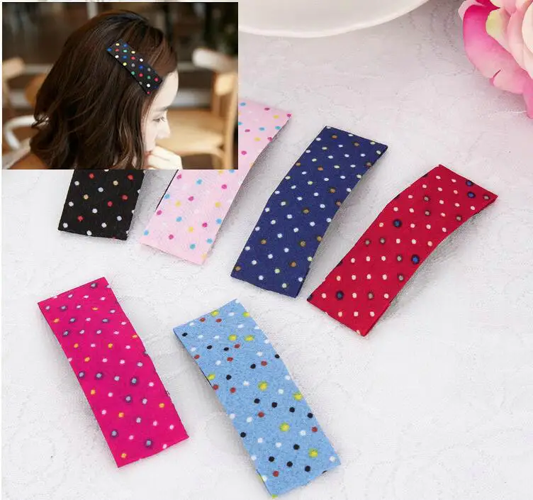 

2pcs cute Glitter Felt Girls Hair Clips Bangs Sequins Polka Dot Children HairClips Leather BB Hairpins Women Hair Accessories