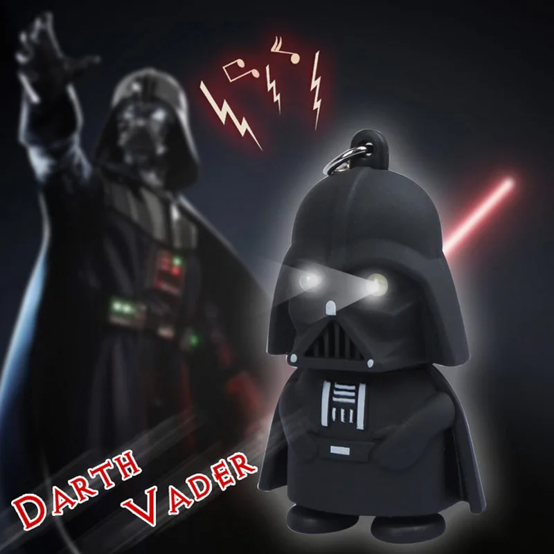 

LED Flash Sound Star Wars Toy Marvel Characters Action Figures Darth Vader Keychain Key Ring Party Gifts