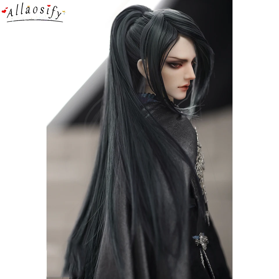 Allaosify Bjd парик 1/3 серый синий персональный пони хвост кукла аксессуары