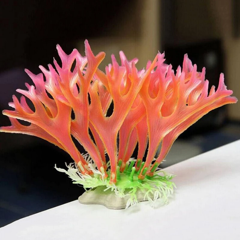 Artificial Pink Antler Coral Aquarium Decoration Fish Tank Ornament Underwater Submarine Water Plant Water Grass Decor