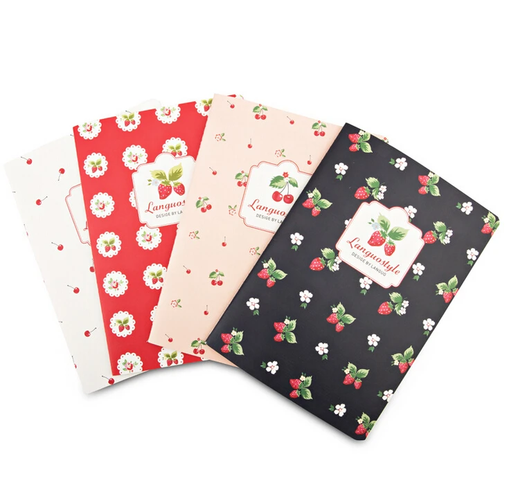 

1Pcs New Random Fresh Style Strawberry Cherry B5 Notebook Diary Book Exercise Composition Notepad Stationery H0835